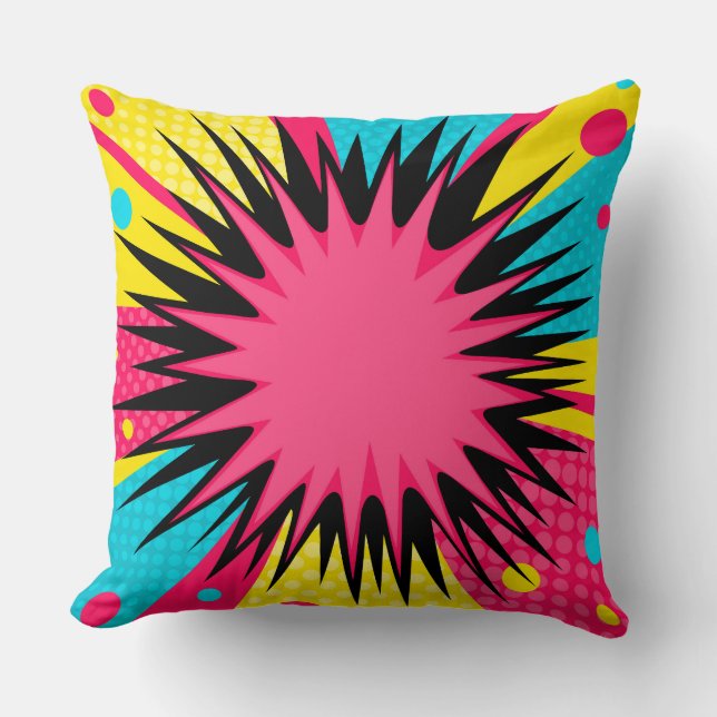 Halftone Comic Starburst Border Cushion (Front)