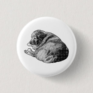 Halftone Cozy Dog Brings Peace to Holiday Fashion 3 Cm Round Badge