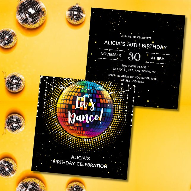 Halftone Disco Let's Dance Birthday Invitation (Creator Uploaded)