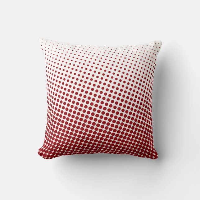 Halftone Dot Pattern Red and White Cushion (Front)