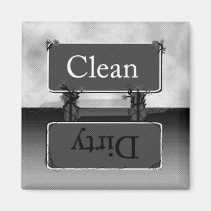 Halftone Grey Dirty Clean Dishwasher Magnet
