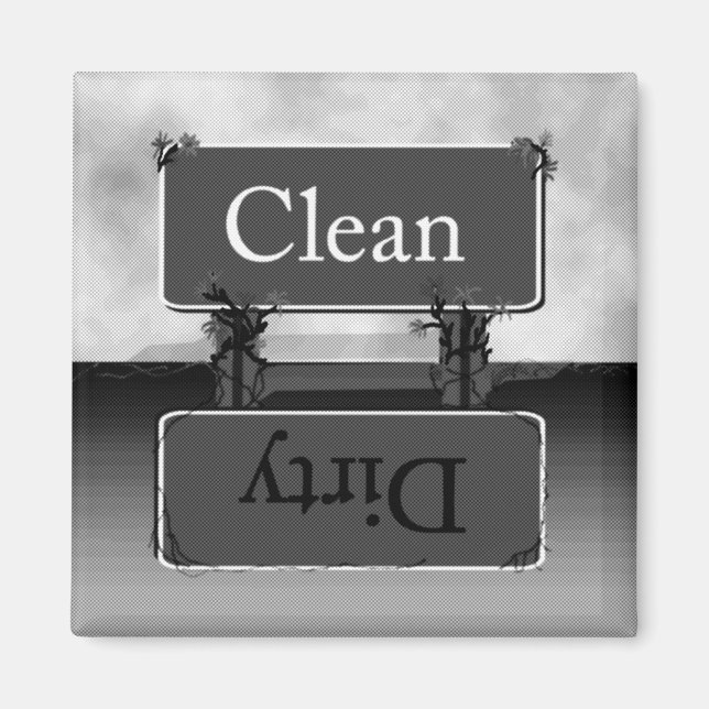 Halftone Grey Dirty Clean Dishwasher Magnet (Front)