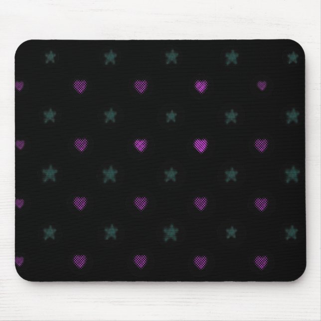 Halftone Hearts and Stars Mouse Pad (Front)
