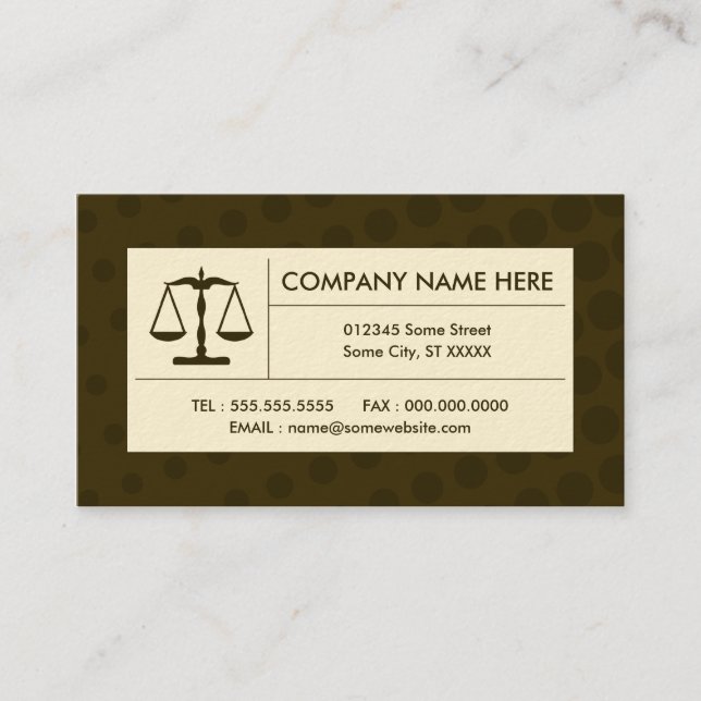 halftone justice scale business card (Front)