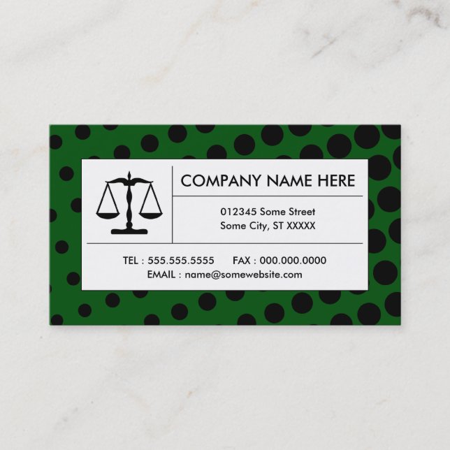 halftone justice scale business card (Front)