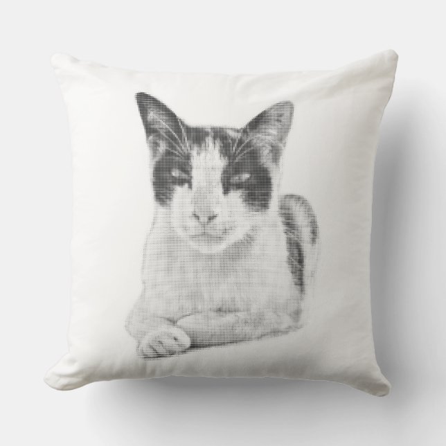 Halftone Kitty Portrait Cushion (Front)
