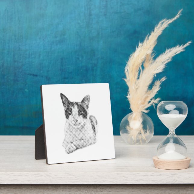 Halftone Kitty Portrait Plaque (Insitu)