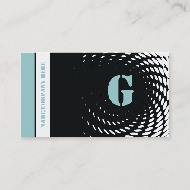 Halftone monogram black blue business cards (Front)