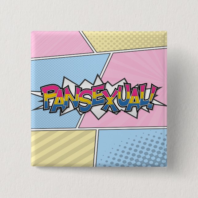 Halftone Pansexual Pride Typography with Flag  15 Cm Square Badge (Front)
