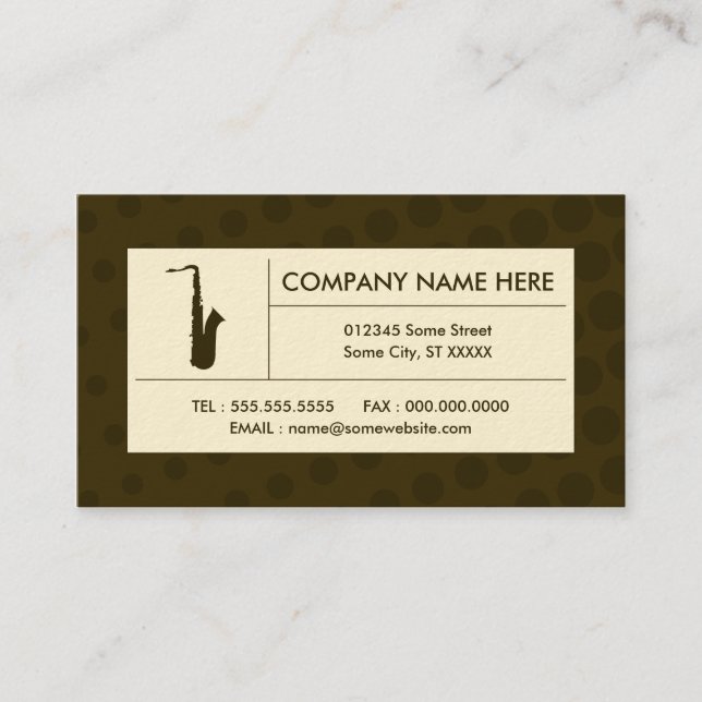 halftone saxophone business card (Front)