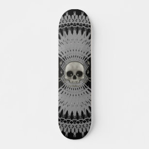 Halftone Skull & Radial Graphics: Skateboard