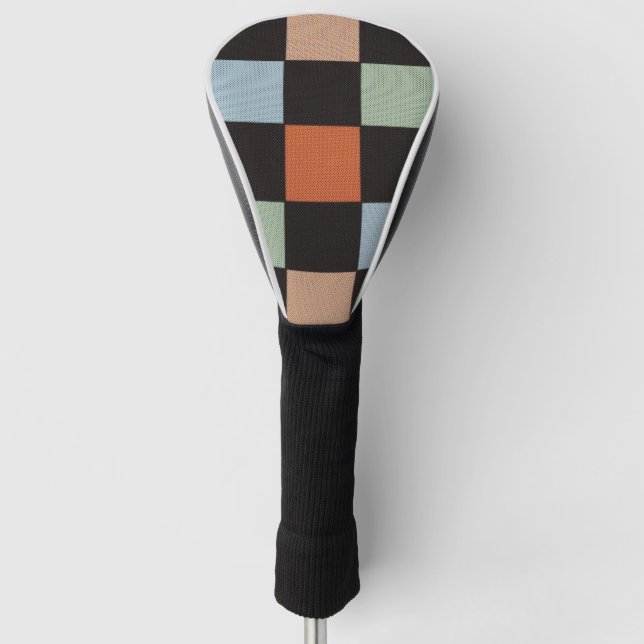 Halftone Vintage Chequered Pattern  Golf Head Cover (Front)