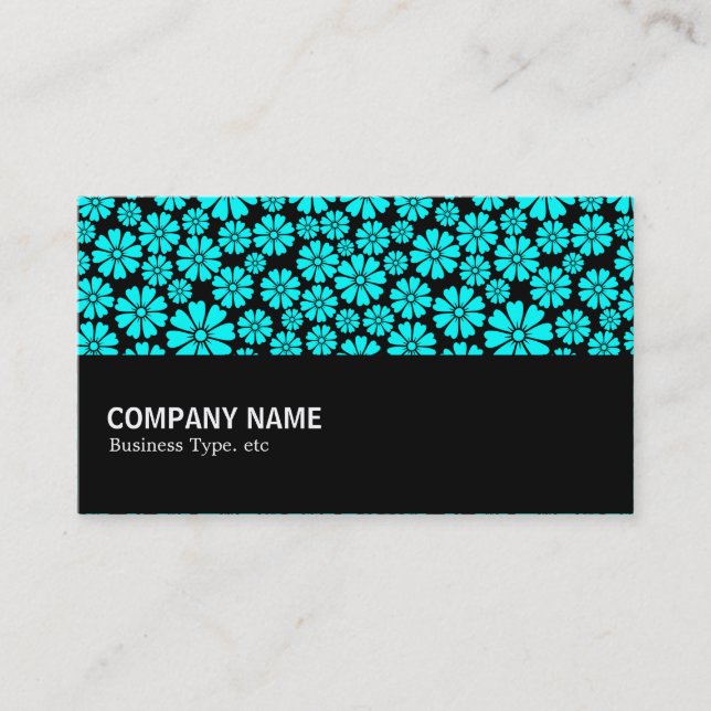 Halfway - 8 Petals - Cyan on Black Business Card (Front)