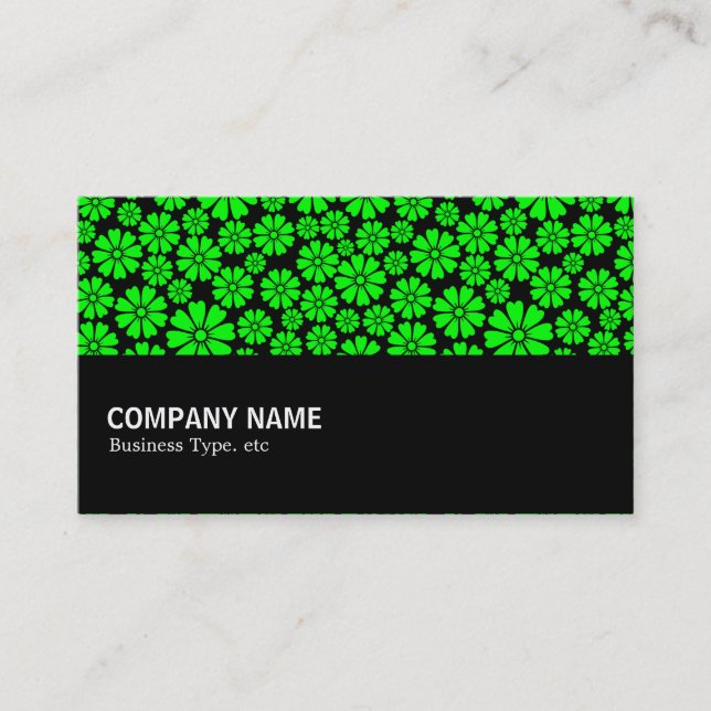 Halfway - 8 Petals - Green on Black Business Card (Front)