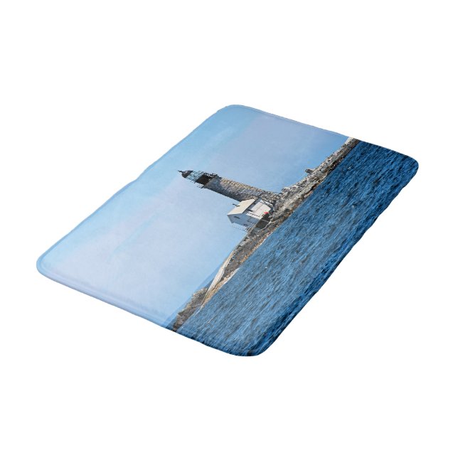 Halfway Rock Lighthouse, Maine Large Bath Mat (Angled)