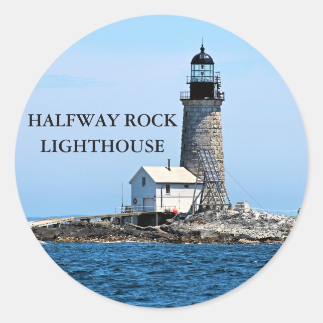 Halfway Rock Lighthouse, Maine Round Stickers (Front)