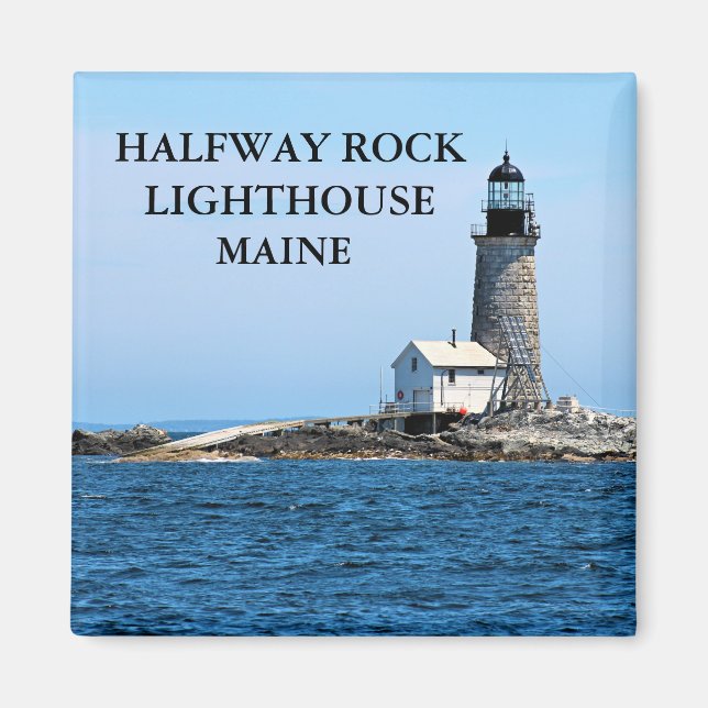Halfway Rock Lighthouse, Maine Square Magnet (Front)