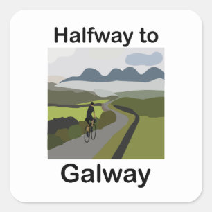 Halfway To Galway Road Trip Travel Square Sticker
