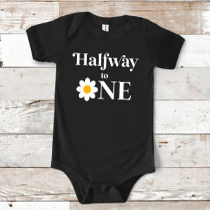 Halfway To One Retro Daisy Half Birthday Baby Bodysuit