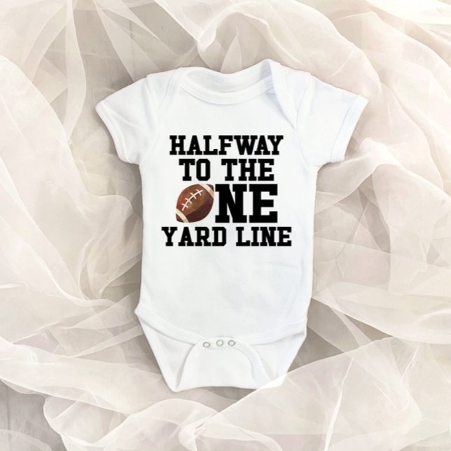 Halfway To One Yard Line Football Half Birthday Baby Bodysuit (Creator Uploaded)