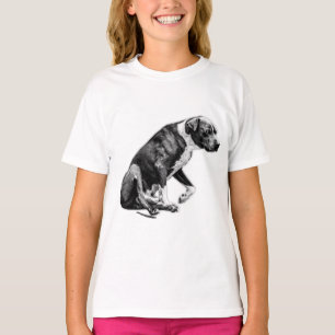 Halfway to Sit – Dog in Monochrome T-Shirt