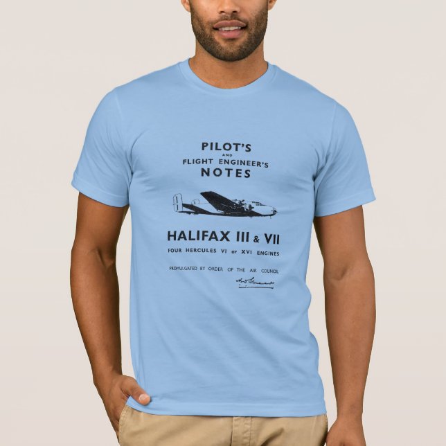 Halifax Aircraft Pilot's Notes T-Shirt (Front)