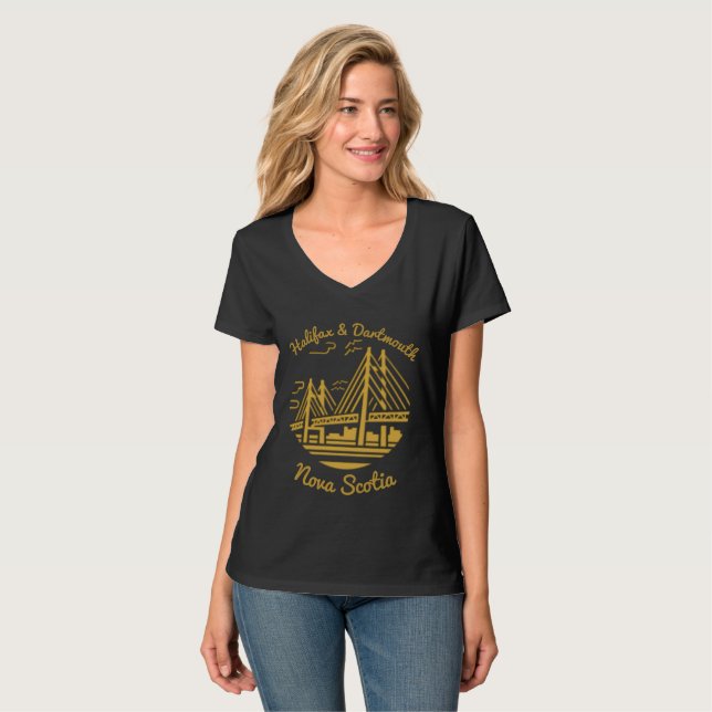  Halifax and Dartmouth Nova Scotia T-shirt gold (Front Full)