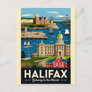 Halifax Canada Retro Travel Poster Art Postcard