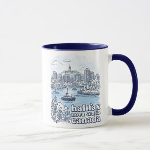 Halifax Canada Simple Blue Skyline Cute Cityscape Mug