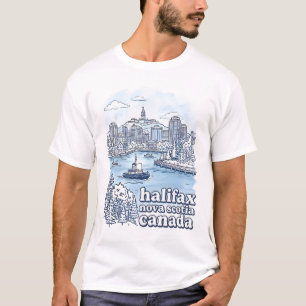 Halifax Canada Simple Blue Skyline Cute Cityscape T-Shirt