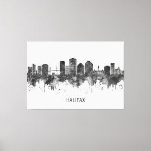 Halifax Canada Skyline BW Canvas Print