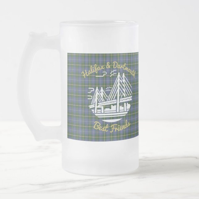 Halifax Dartmouth  friends tartan frosted beer mug (Left)