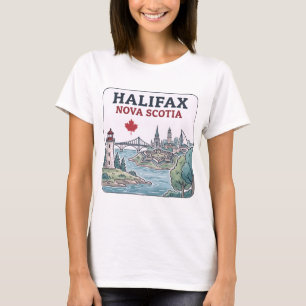 Halifax Nova Scotia Cityscape Maple Leaf  T-Shirt