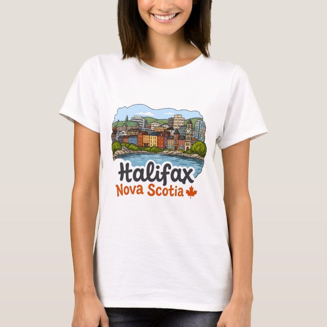 Halifax Nova Scotia Cute Skyline Pride  T-Shirt (Front)