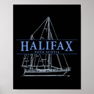 Halifax Nova Scotia Vintage Sailboat Design  Poster