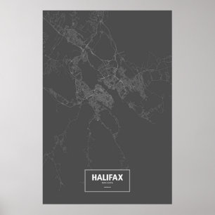 Halifax, Nova Scotia (white on black) Poster
