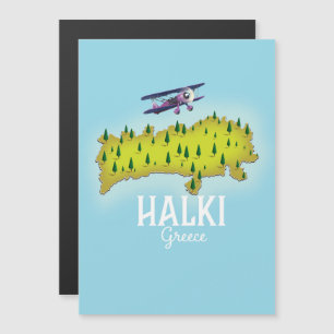 Halki Greece Map Illustrated travel poster