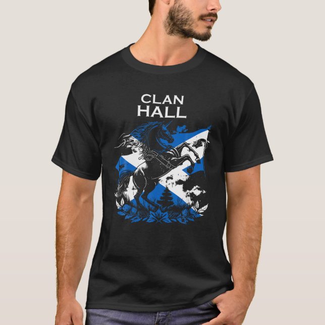 Hall Clan Family Last Name Scotland Scottish T Shi T-Shirt (Front)