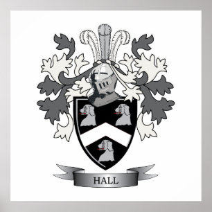 Hall Family Crest Coat of Arms Poster