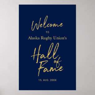 Hall of Fame Gold & Navy Blue Welcome Sign