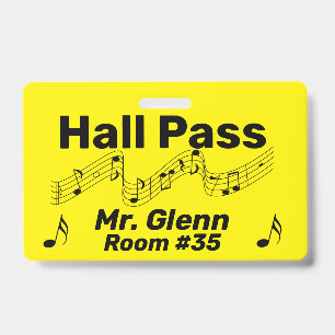 Hall Pass Music Theme ID Badge