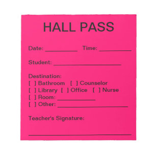 Hall Pass Pad (Neon Pink)