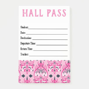 Hall Pass Post-it Notes