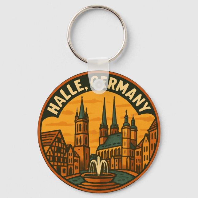 Halle Germany City Spires Key Ring (Front)