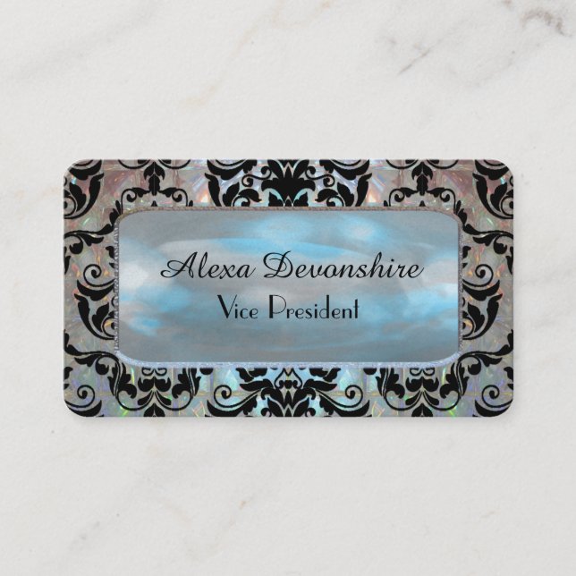 Halleesham Elegant Damask  3.5" x 2" Professional Business Card (Front)