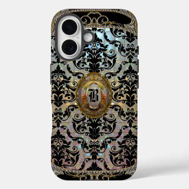 Halleesham Elegant Damask Monogram  Case-Mate iPhone Case (Back)