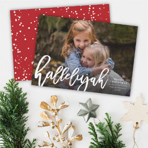 Hallelujah Brush Religious Christmas Photo Card