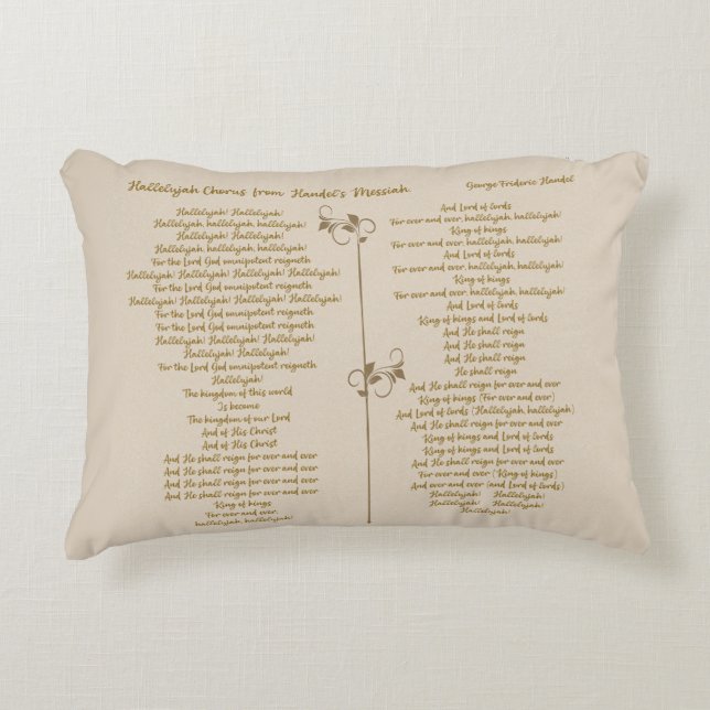 Hallelujah Chorus from Handel's Messiah Goldtone Decorative Cushion (Front)