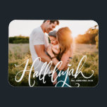 Hallelujah Modern Calligraphy Christmas Photo Magnet<br><div class="desc">Hallelujah! Bring a touch of holiday cheer to your home with our Customisable Photo Christmas Magnet! Perfect for displaying cherished memories, this magnet allows you to personalise it with your favourite festive photo, making it a unique addition to your holiday decor. An ideal gift for family and friends—create memorable keepsakes...</div>