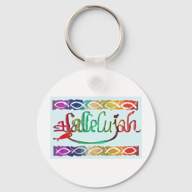 hallelujahFISH.jpg Key Ring (Front)